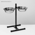 Подставка с мисками, 2×1.5 л, высота 50 см, разборная, чёрная - Фото 3