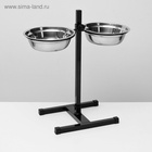Подставка с мисками, 2×1.5 л, высота 50 см, разборная, чёрная - Фото 4