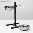 Подставка с мисками, 2×1.5 л, высота 50 см, разборная, чёрная - Фото 6