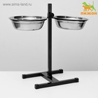 Подставка с мисками, 2×2 л, высота 50 см, разборная, чёрная - Фото 2
