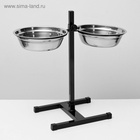 Подставка с мисками, 2×2 л, высота 50 см, разборная, чёрная - Фото 3