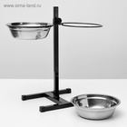 Подставка с мисками, 2×2 л, высота 50 см, разборная, чёрная - Фото 5