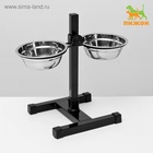 Подставка с мисками, 2×350 мл, высота 30 см, разборная, чёрная - Фото 2