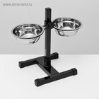 Подставка с мисками, 2×350 мл, высота 30 см, разборная, чёрная - Фото 3