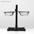 Подставка с мисками, 2×350 мл, высота 30 см, разборная, чёрная - Фото 4