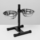 Подставка с мисками, 2×500 мл, высота 30 см, разборная, чёрная - Фото 3
