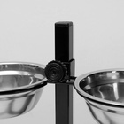 Подставка с мисками, 2×500 мл, высота 30 см, разборная, чёрная - Фото 4