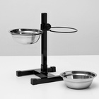 Подставка с мисками, 2×500 мл, высота 30 см, разборная, чёрная - Фото 5