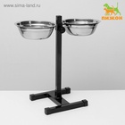 Подставка с мисками, 2×700 мл, высота 40 см, разборная, чёрная - Фото 2