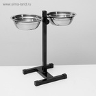 Подставка с мисками, 2×700 мл, высота 40 см, разборная, чёрная - Фото 3