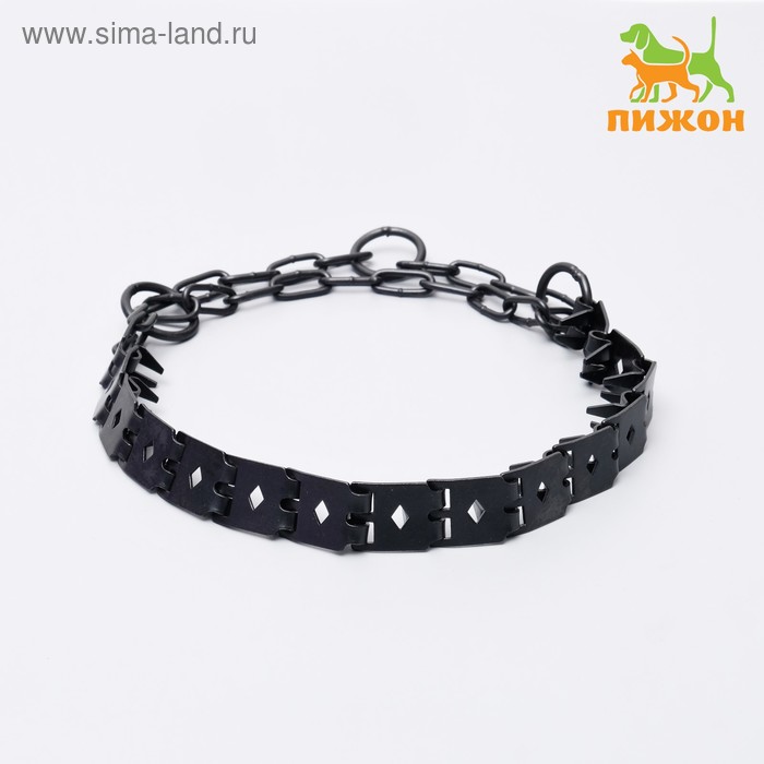 Строгий ошейник, 50×2.3 см, пластинчатый, вороненый, металл - Фото 1