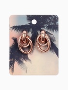 Серьги металл «Геометрия» овалы на кольце, цвет розовое золото - Фото 4