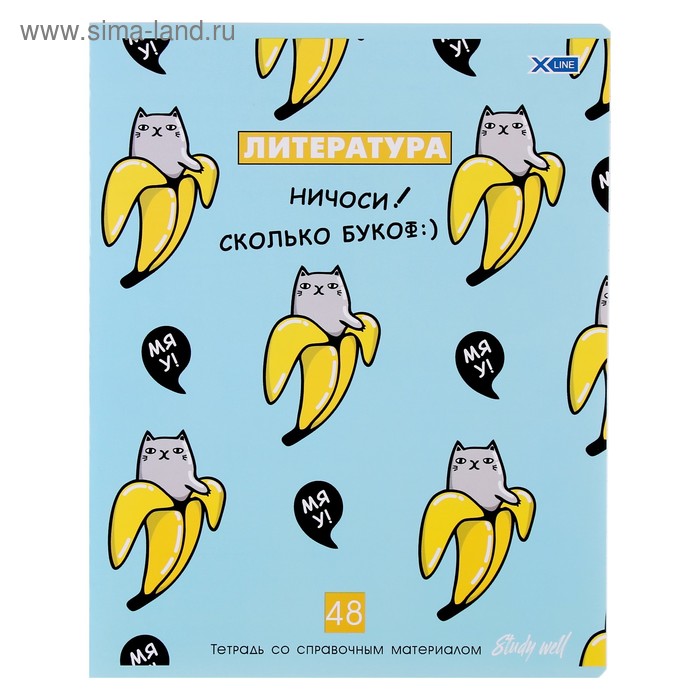 Тетрадь предметная 48 листов в линейку Study well «Литература», обложка мелованный картон, со справочными материалами - Фото 1