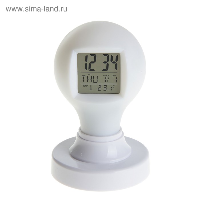 Часы-будильник "Лампочка", дата, температура - Фото 1