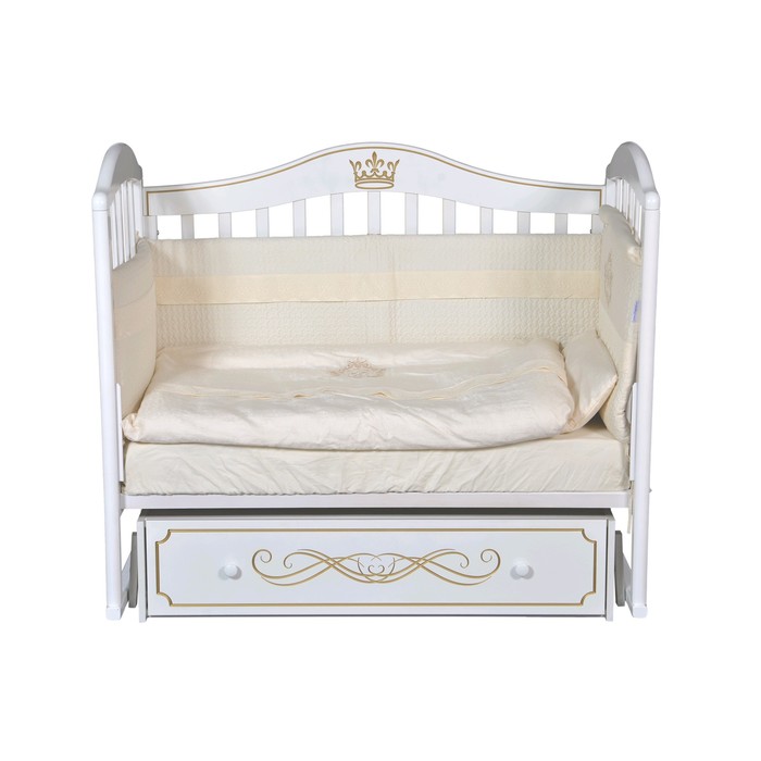Кроватка «Кедр» Emily-2, универсальный маятник, ящик, цвет белый - фото 1899776852