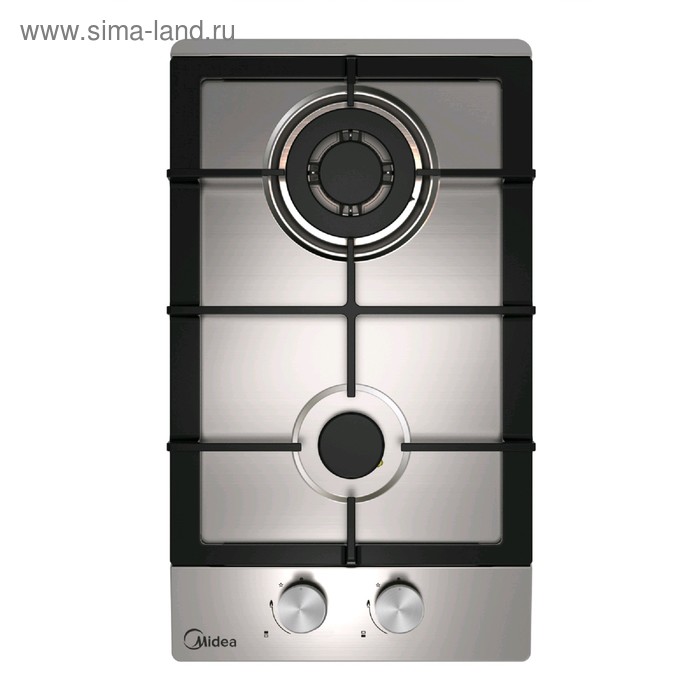 Варочная поверхность Midea MG3205TX, газовая, 2 конфорки, 30 см, WOK, серебристая - Фото 1