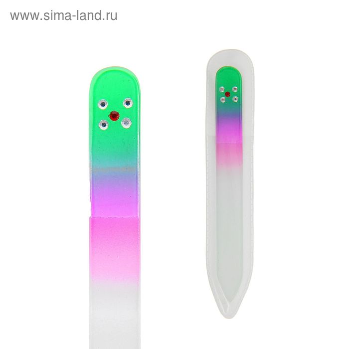 Пилка стеклянная для ногтей "Радуга", 9см, 5шт, цвет МИКС - Фото 1