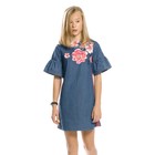Платье для девочек, рост 122 см, цвет синий - фото 109840217