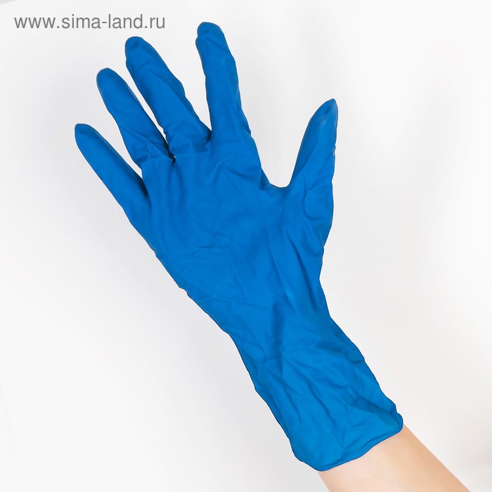 Перчатки латексные Connect High Risk, размер M, смотровые, нестерильные, цена за 1 шт, 50 шт/уп, цена за 1 шт, цвет синий - Фото 1