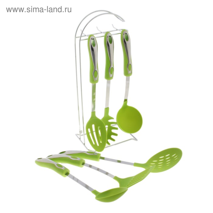 Набор кухонных инструментов "Палитра", 6 предметов на подставке, цвета МИКС - Фото 1