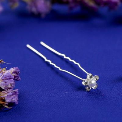 Шпилька для волос «Декор мини», ромашка, серебро