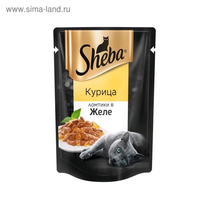 Влажный корм Sheba для кошек, ломтики курицы в желе, пауч, 85 г - Фото 1