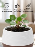 Горшок цветочный «Япония», 1.2 л, d=16 см, h=14 см, пластиковый, бело-коричневый - Фото 3