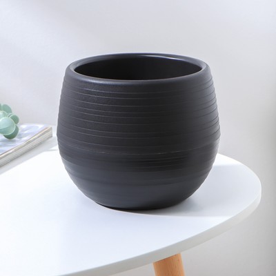 Горшок для цветов с поддоном «Япония», 1.2 л, пластиковый, графитовый