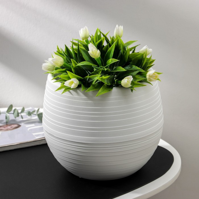 Горшок для цветов «Япония», 3 л, пластиковый, белый - Фото 1