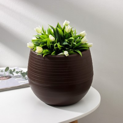 Горшок для цветов с поддоном «Япония», 3 л, тёмно-коричневый