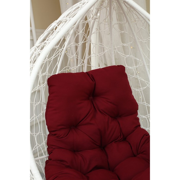 Подвесное кресло «Бароло», капля, цвет белый, подушка бордо, стойка - фото 1908557385