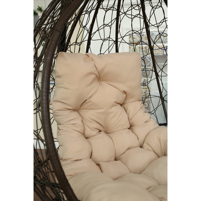 Подвесное кресло «Бароло», капля, цвет коричневый, подушка бежевая, стойка - фото 1908557387