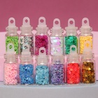 Пайетки для декора «Звёздочки, сердечки», 12 бутылочек, разноцветные - Фото 2