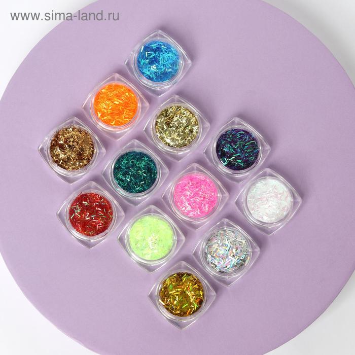 Стружка для декора, 12 баночек, в пластиковом органайзере - Фото 1