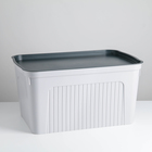 Короб для хранения с крышкой «Юнит», 27 л, 46,5×31×4 см, цвет серый - Фото 1