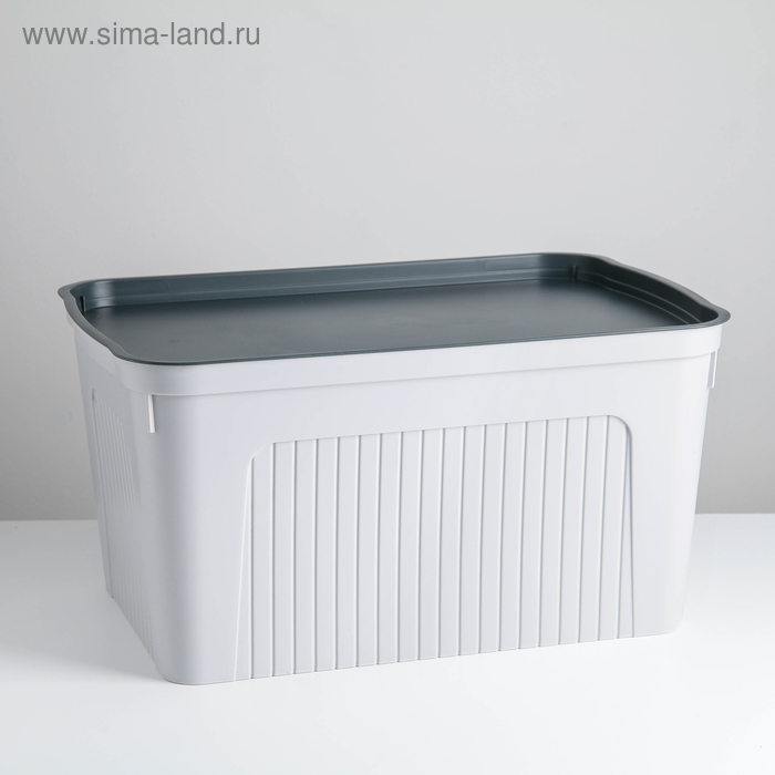 Короб для хранения с крышкой «Юнит», 27 л, 46,5×31×4 см, цвет серый - Фото 1