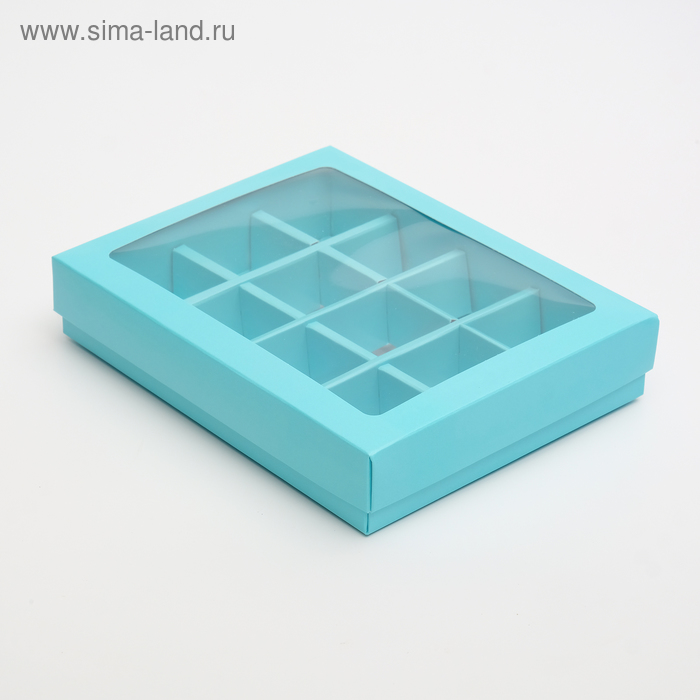Коробка для конфет, 12 шт, голубая, 19 х 15 х 3,5 см