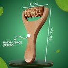 Массажёр роликовый, деревянный, с ручкой, универсальный, 14.5×8×3 см, 3 барабана - Фото 3