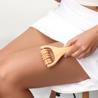 Массажёр роликовый, деревянный, с ручкой, универсальный, 14.5×8×3 см, 3 барабана - Фото 7