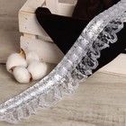 Тесьма, гипюр на атласе с фольгой, 5 см, в рулоне 25 м - Фото 2