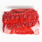 Тесьма, сетка с напылением на красном атласе, 5 см, в рулоне 10 м - Фото 4