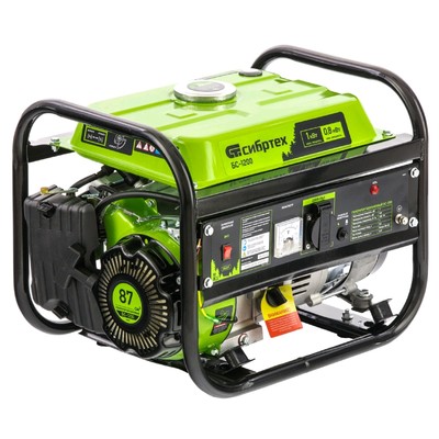 Генератор бензиновый «Сибртех» БС-1200, 1 кВт, бак 5.5 л, четырехтактный, ручной стартер