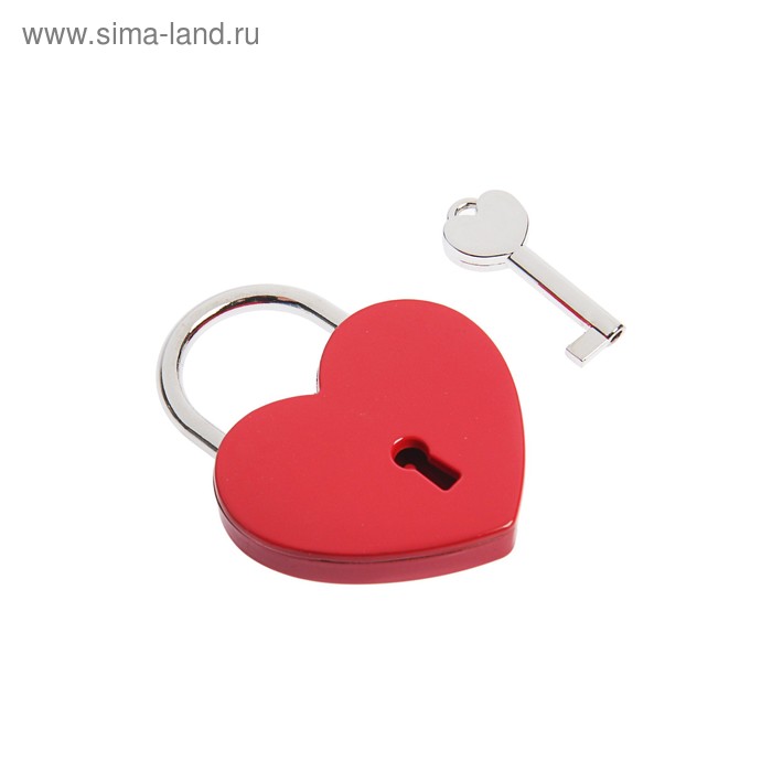 Замок сувенирный ТУНДРА «Сердце», красный - Фото 1