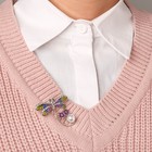 Брошь «Стрекоза» с бусиной, цветная в серебре - Фото 1