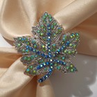Кольцо для платка "Лист", цвет радужно-синий в серебре - фото 5091516