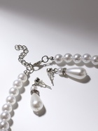 Набор 2 предмета: серьги, колье «Антуанетта» капли и ряд бусин, цвет белый в серебре, 40 см 4706685