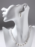 Набор 2 предмета: серьги, колье «Антуанетта» капли и ряд бусин, цвет белый в серебре, 40 см 4706685