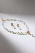 Набор 2 предмета: серьги, колье «Антуанетта» гранж, цвет белый в золоте, 40 см - Фото 2