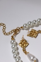 Набор 2 предмета: серьги, колье «Антуанетта» гранж, цвет белый в золоте, 40 см - Фото 3