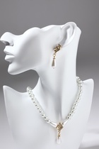 Набор 2 предмета: серьги, колье «Антуанетта» гранж, цвет белый в золоте, 40 см - Фото 4